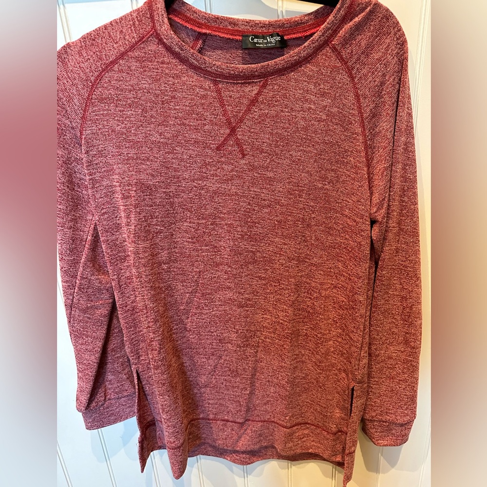 COEUR DE VAGUE Ladies Women’s Size Small RED Crew Neck Sweatshirt